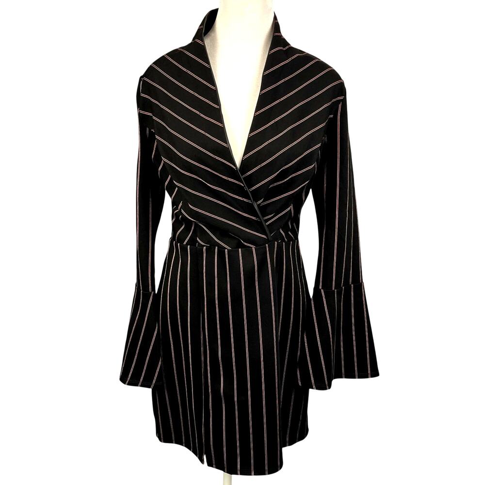 BCB Generation Womens Mini Dress Tunic Size Medium Black with Red Striping